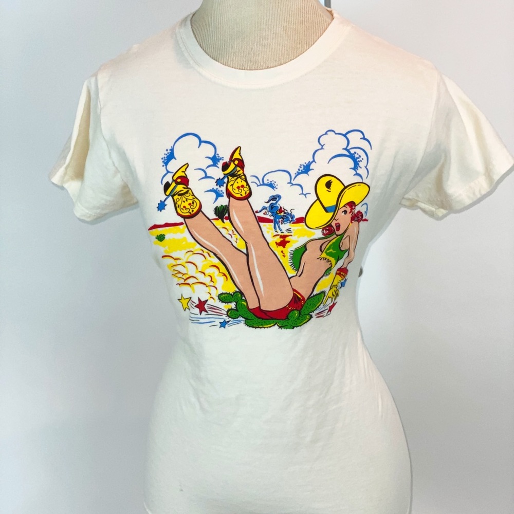 Atomic Swag vintage inspired tee Pin Up Cowgirl XL